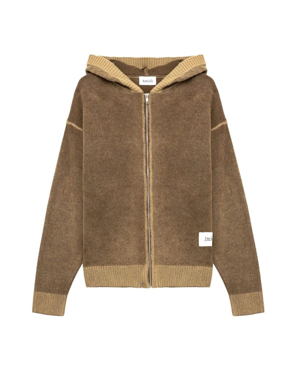 AMISH Bedrukte Wollen Mix Hoodie in het Brown voor heren