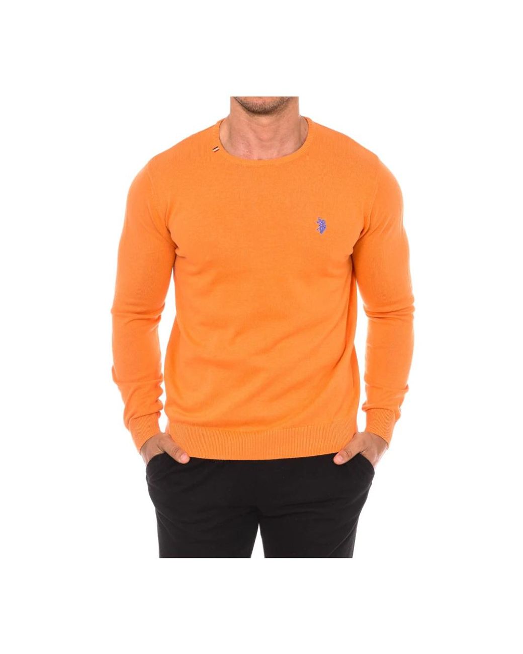 U.S. POLO ASSN. Orange Round-Neck Knitwear for men