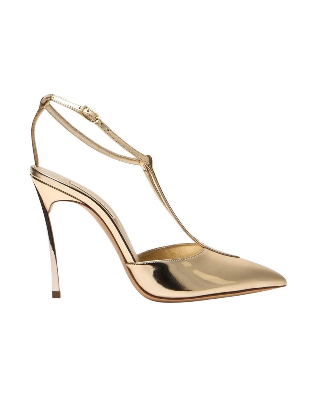Casadei Schoenen ,Geel ,Polyester Slingback Blade Victory Interstellar Pump in het Metallic