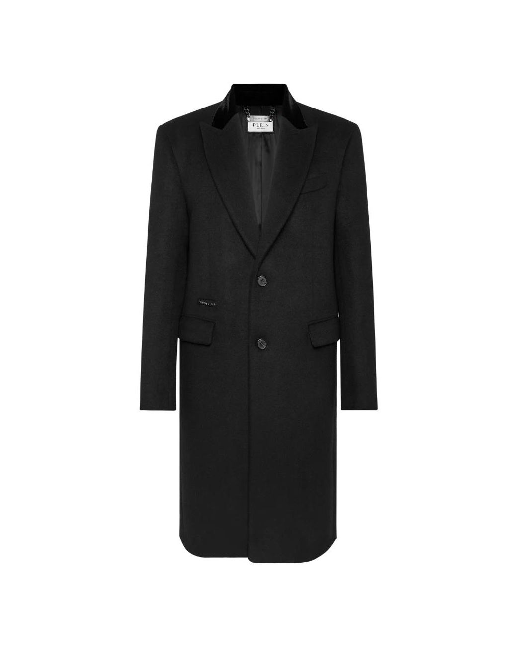 Philipp Plein Jassen ,Zwart ,Katoen Coat Long Skull&Bones in het Black voor heren