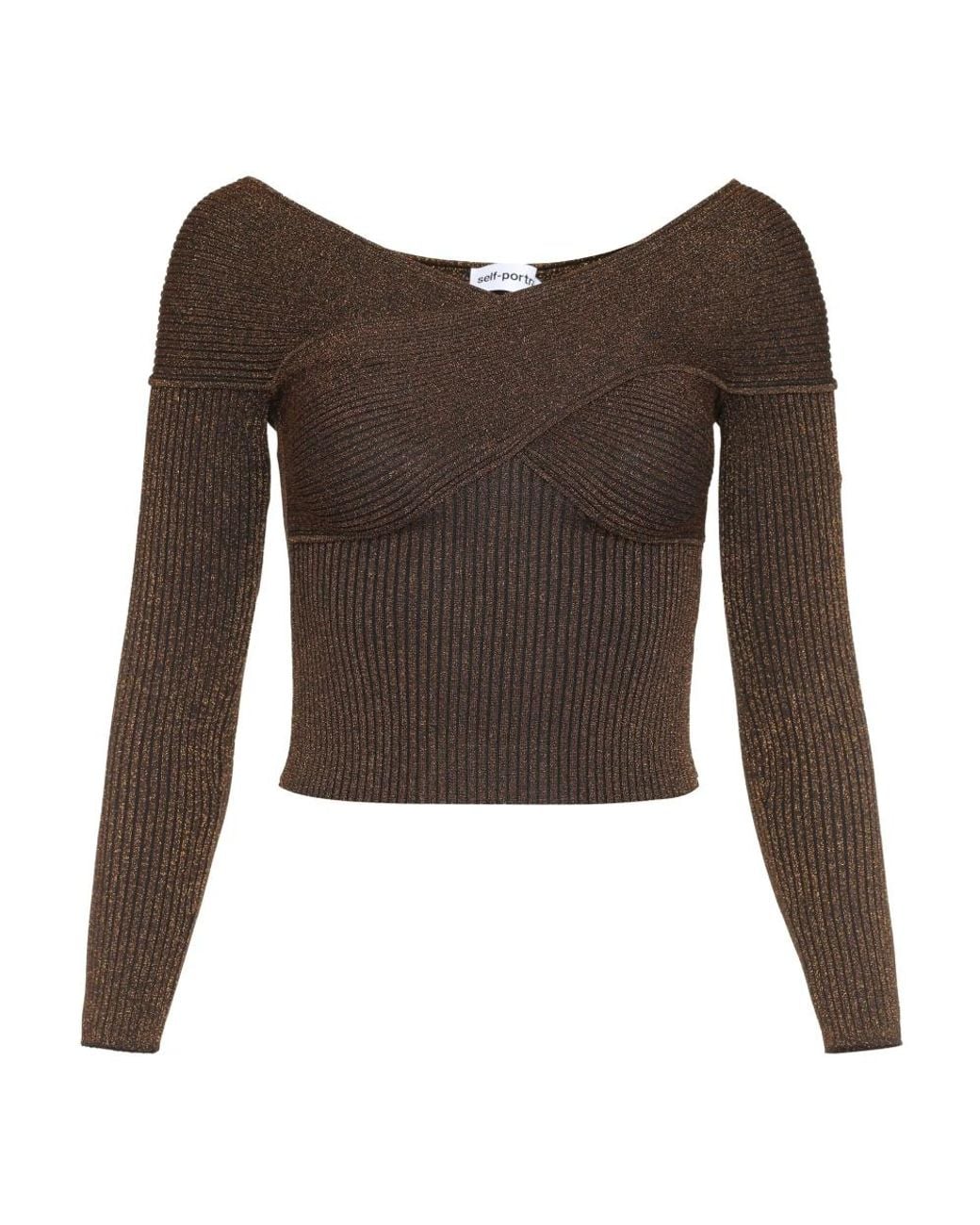 Self-Portrait Brown Round-Neck Knitwear