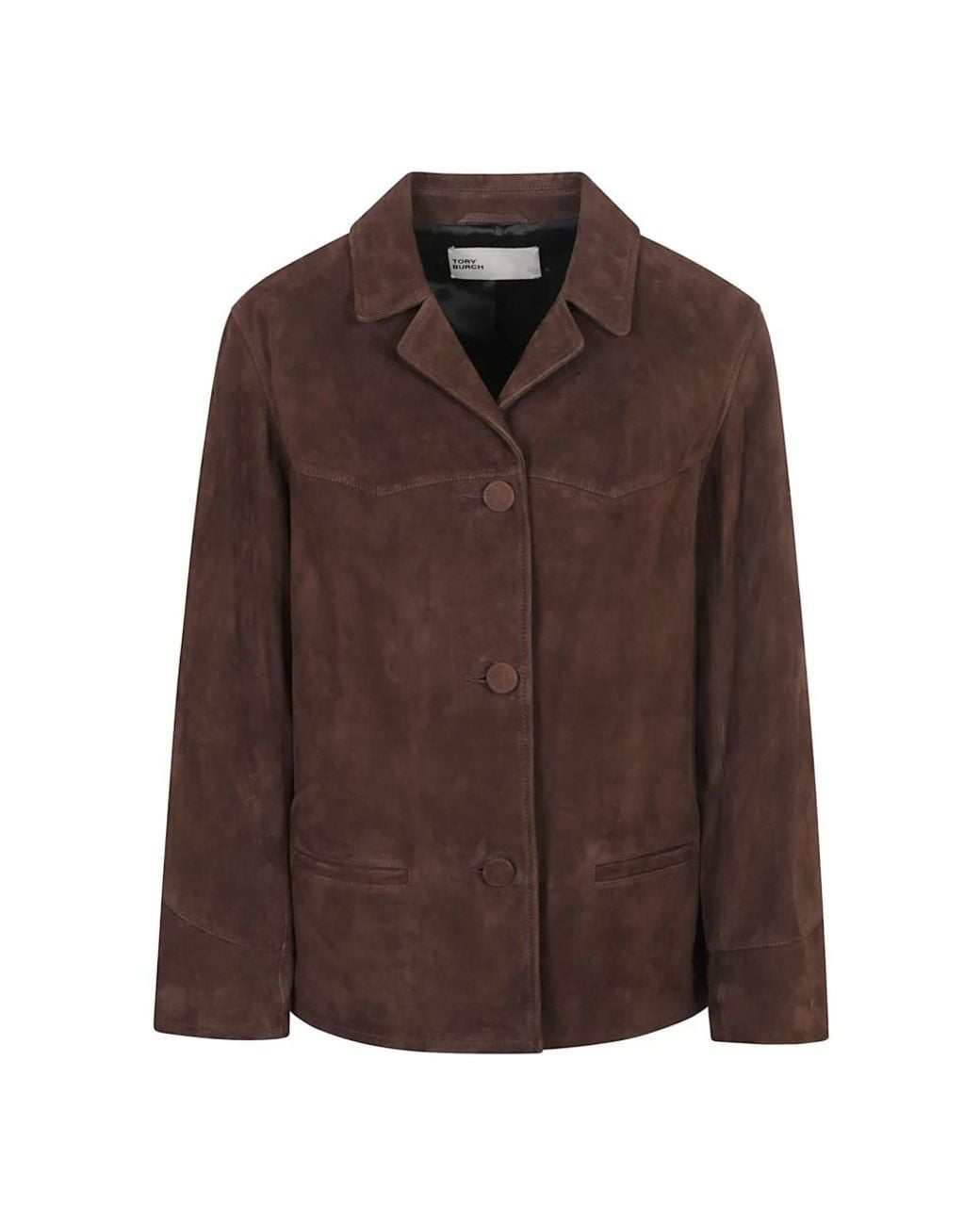 Leather Jackets Tory Burch de color Brown