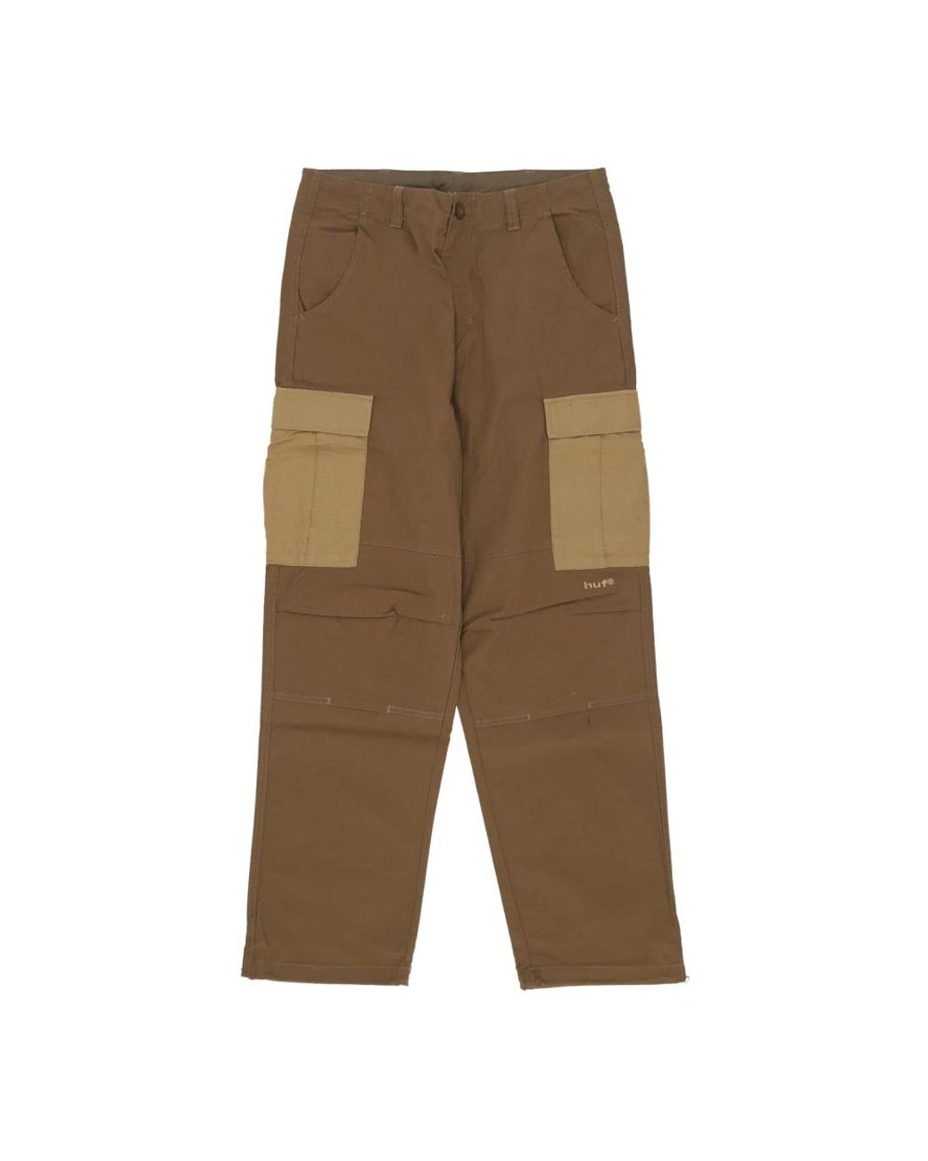 Huf Broeken ,Bruin ,Katoen Ripstop Cargo Broek Met Verstelbare Taille in het Green voor heren