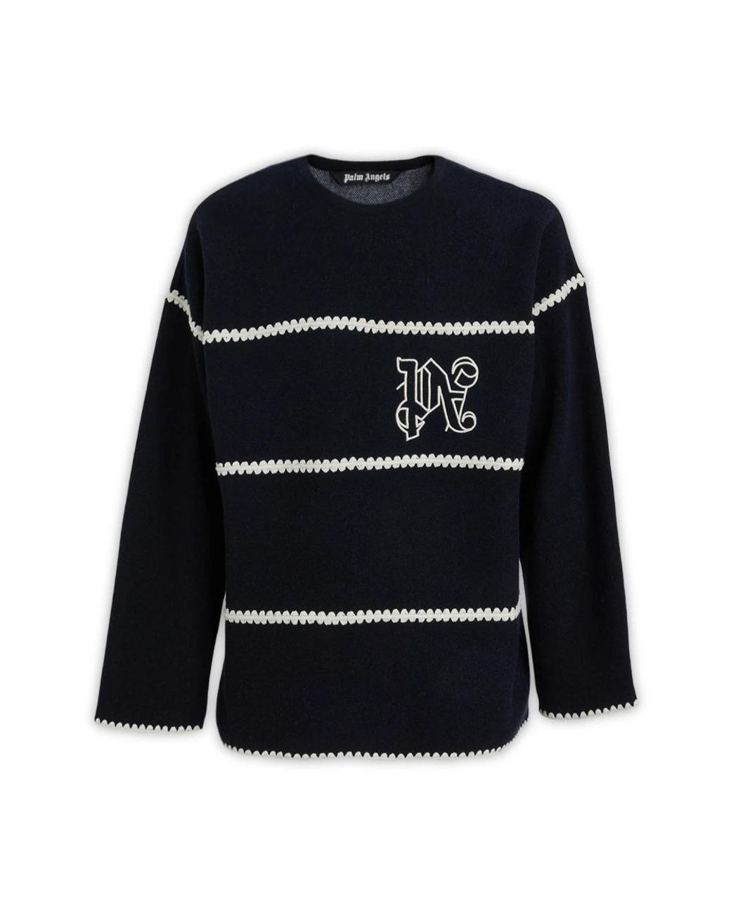 Palm Angels Black Round-Neck Knitwear for men