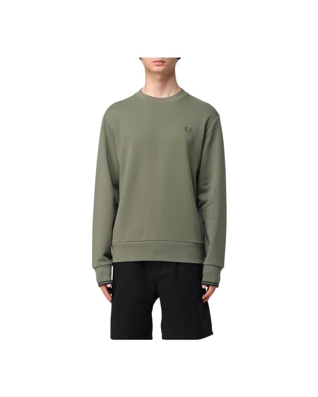 Fred Perry Hoodies & Sweatvesten ,Groen ,Crew Neck Lange Mouw Sweatshirt in het Green voor heren