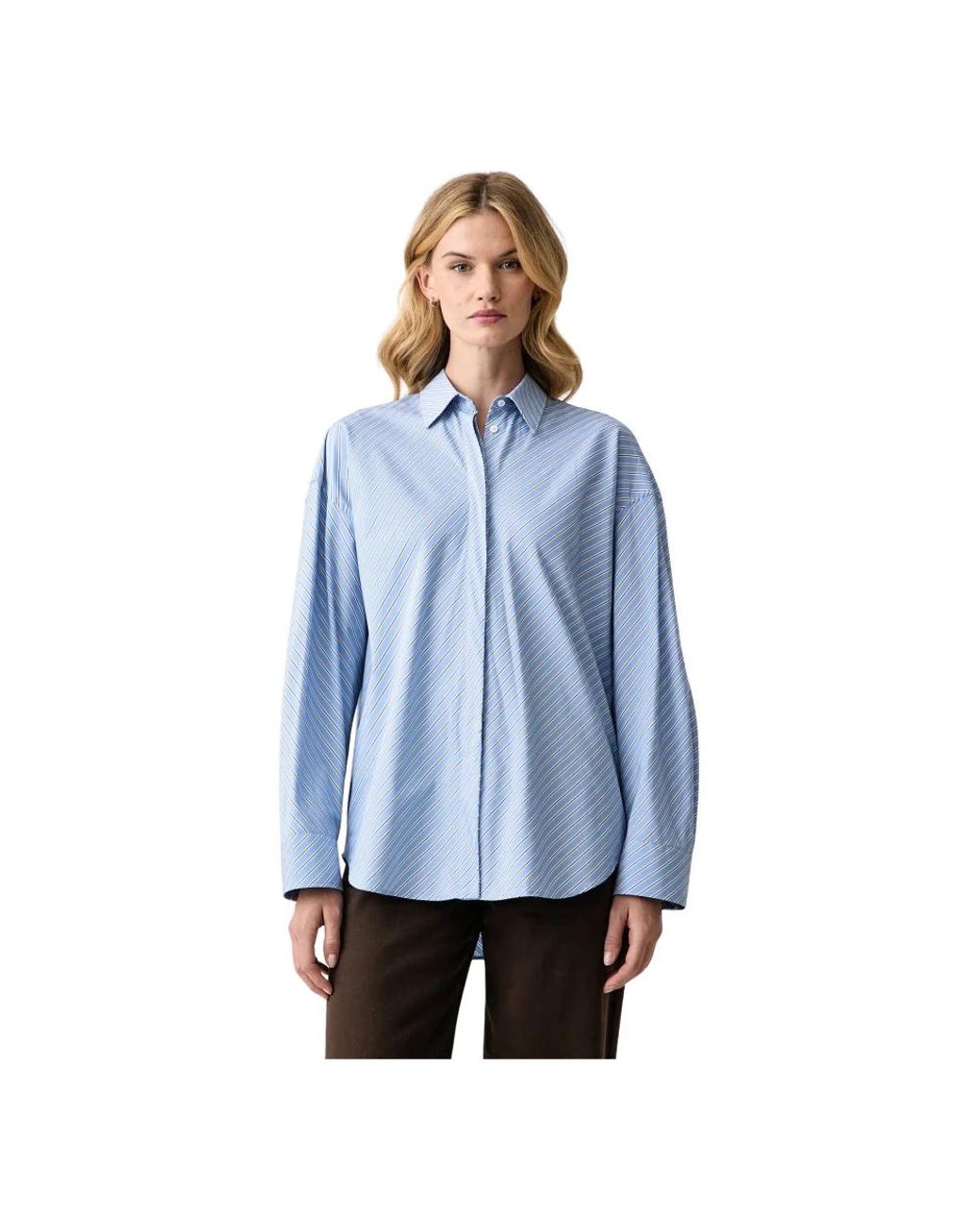 MSGM Blue Gestreiftes Hemd