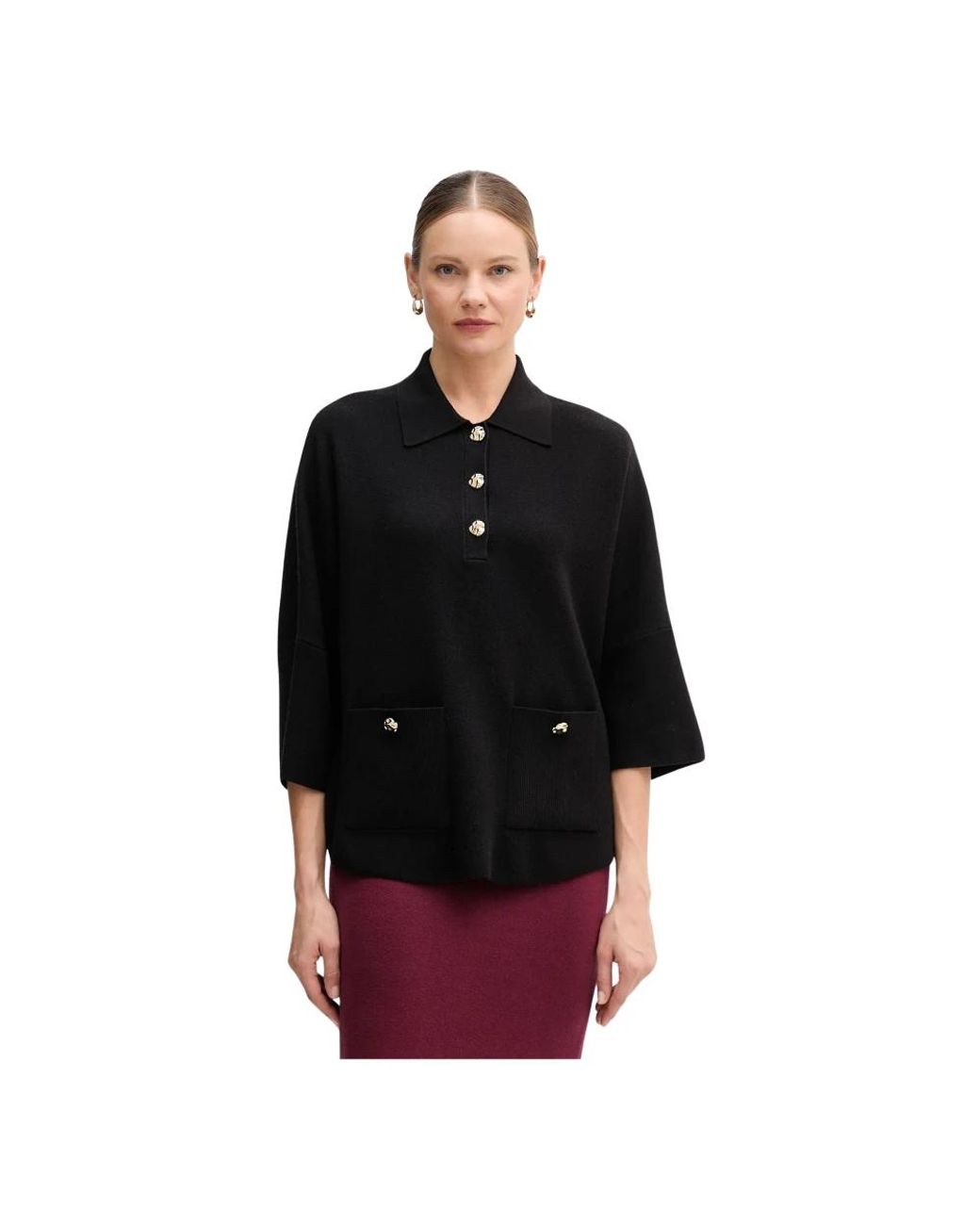 Joseph Ribkoff Boxy Pullover Met Polokraag in het Black