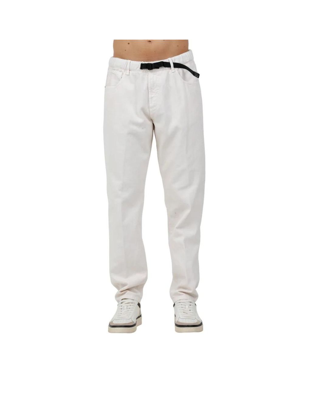 White Sand Gray Straight Trousers for men