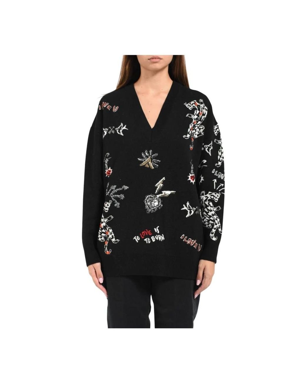 V-Neck Knitwear Akep en coloris Black