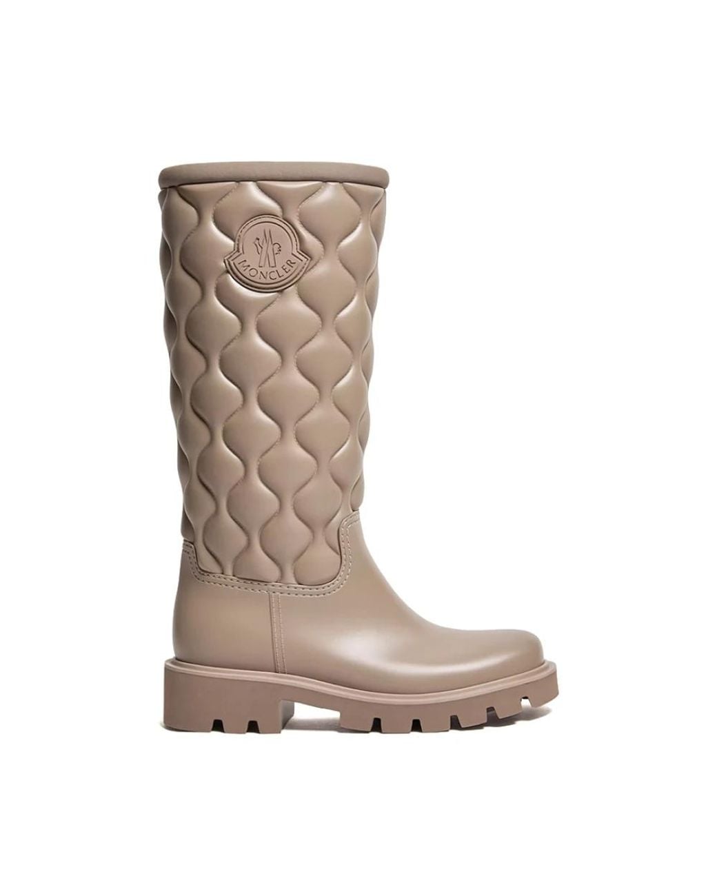 Moncler Brown Quilted Knee-High Rain Boots