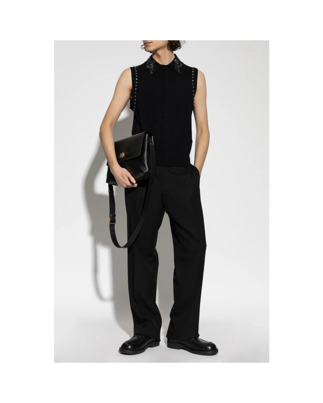 Suit Trousers Versace de hombre de color Black