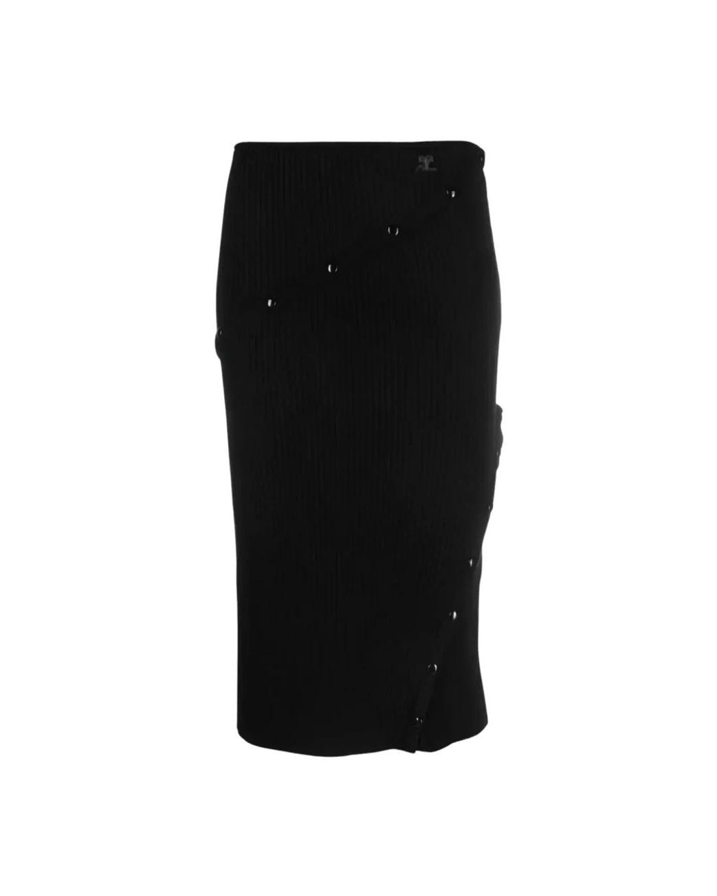 Courreges Rokken ,Zwart ,Zwarte Geribbelde Midi Rok in het Black