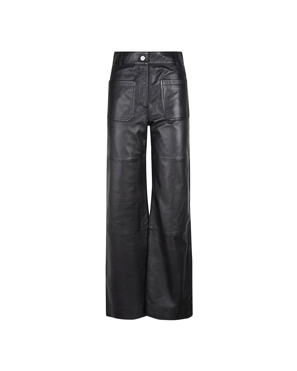Victoria Beckham Gray Leather Trousers