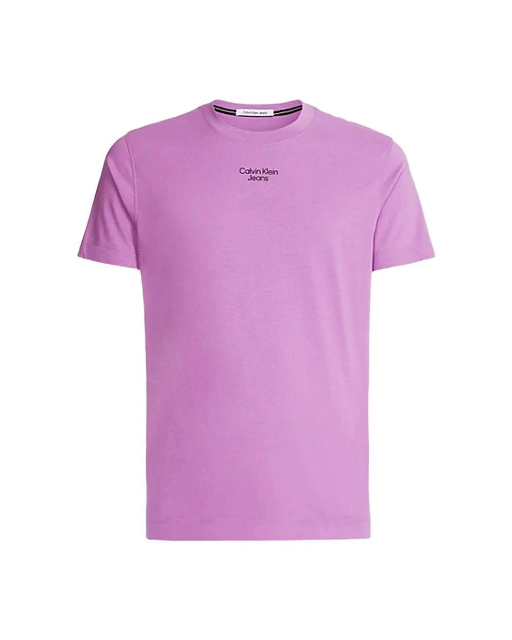 Calvin Klein Tops ,Paars ,Paarse Effen Ronde Hals T-Shirt in het Purple voor heren