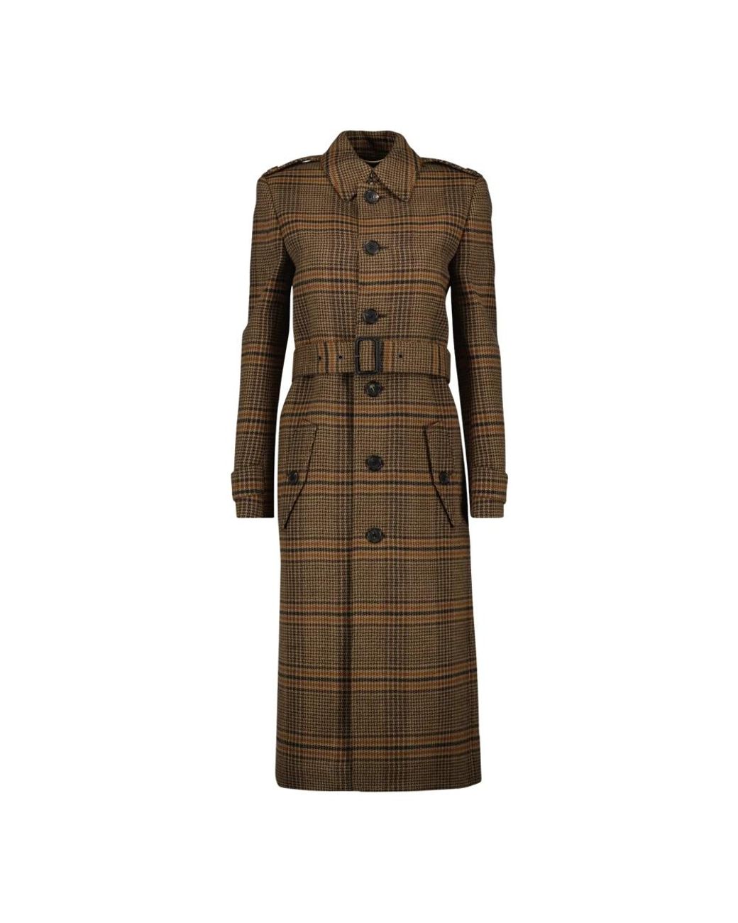 Saint Laurent Brown Belted Coats