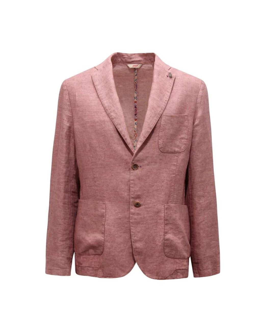 Bob Jassen ,Rood ,Linnen Slight 451 Linnen Jas in het Pink voor heren