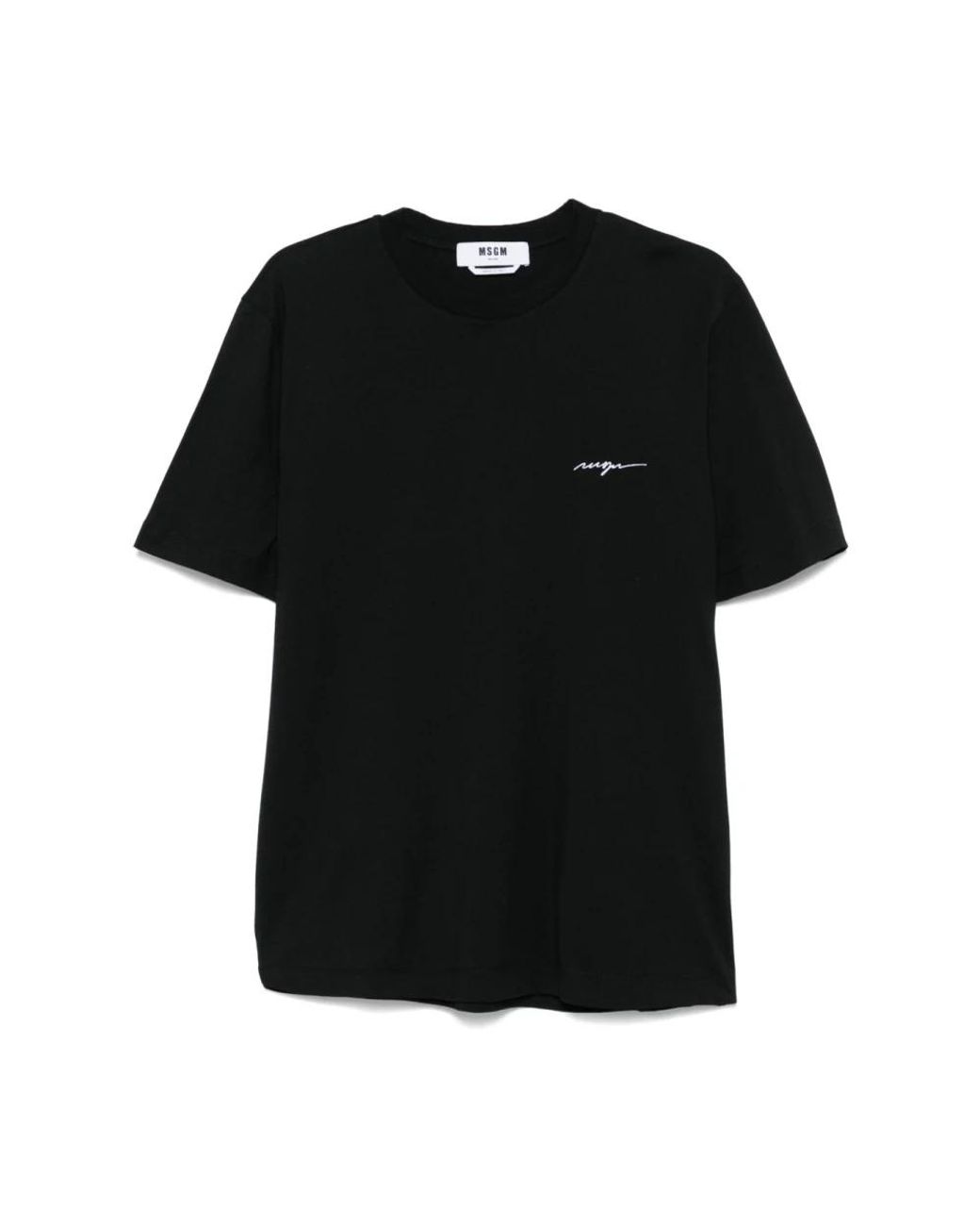 MSGM Tops ,Zwart ,Katoen Zwart T-Shirt Met Ronde Hals in het Black voor heren