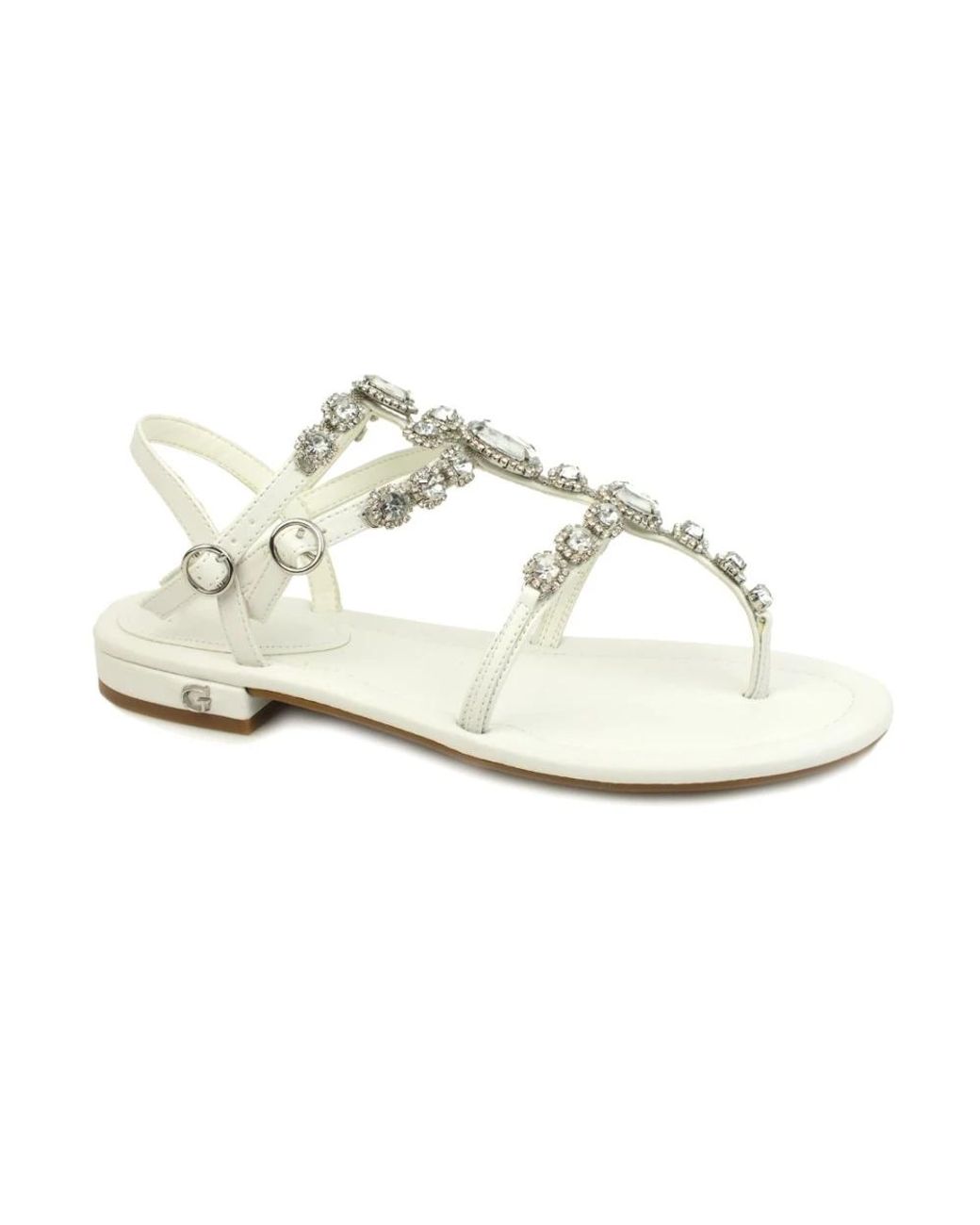 Guess White Flat Sandals