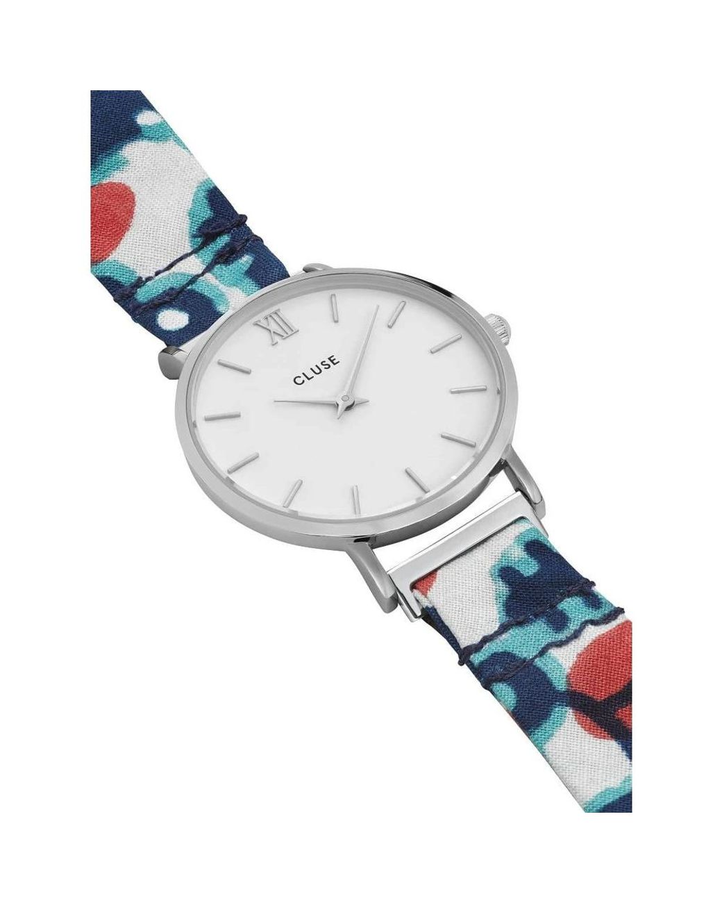 Cluse Blue Damen Armbanduhr Minuit Mino 33 Mm Wickel-Stoffarmband Armband Stoff Cl30058