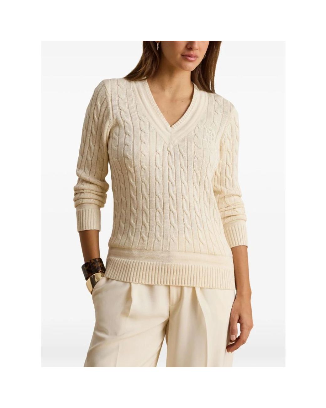 Ralph Lauren Natural V-Neck Knitwear