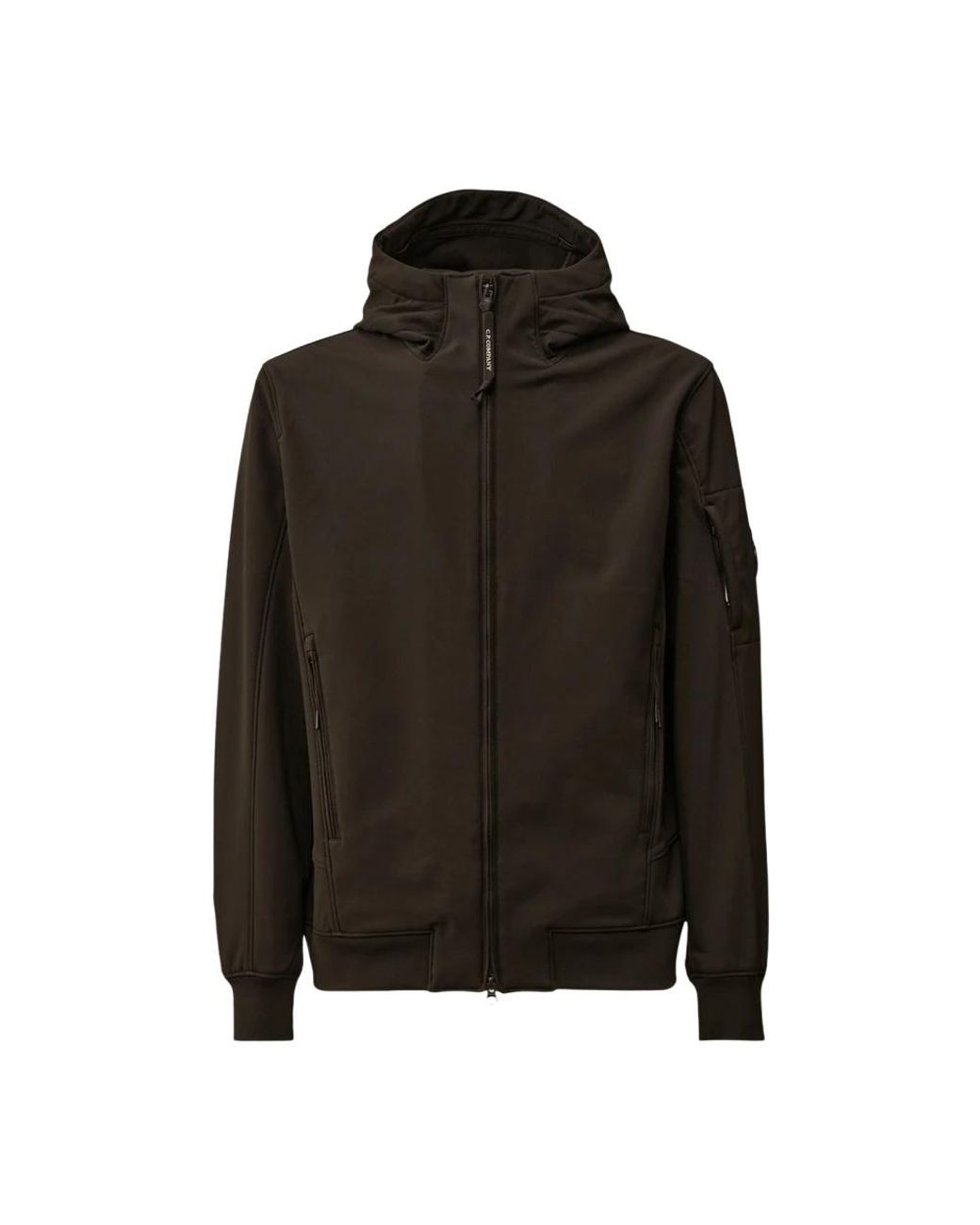 C P Company Jassen ,Zwart ,Leer Shell-R Hooded Lens Jacket in het Black voor heren