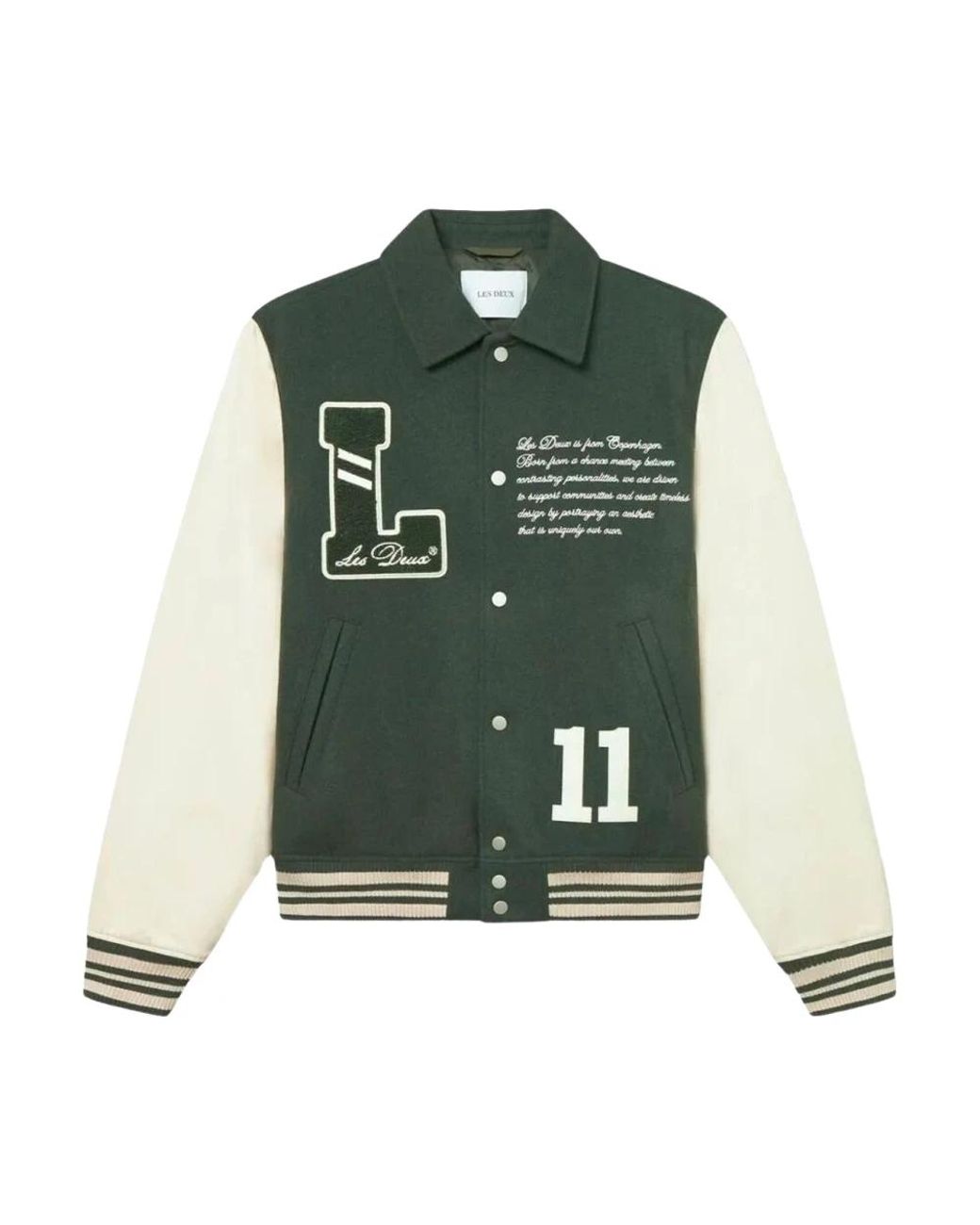 Les Deux Varsity Wool Jacket in Green für Herren