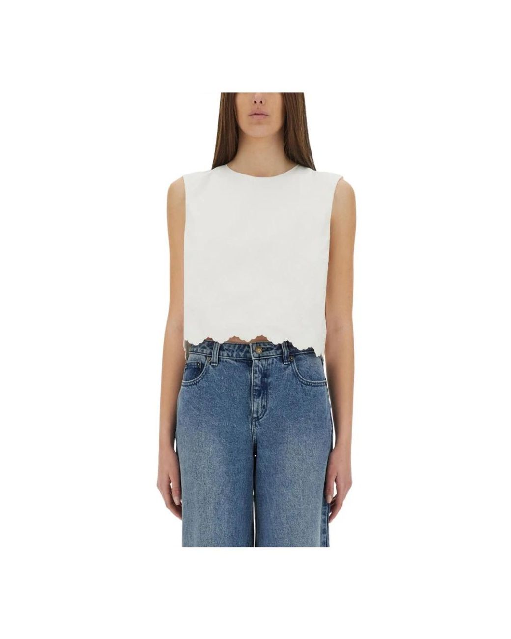 Patou Blue Sleeveless Tops