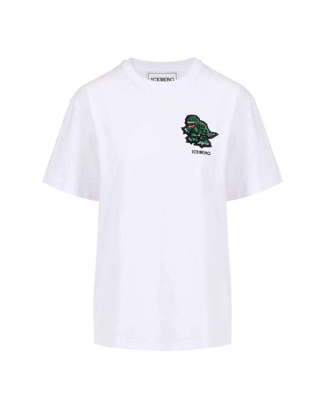 Iceberg Tops ,Wit ,Katoen Regular Fit Katoenen Jersey T-Shirt in het White