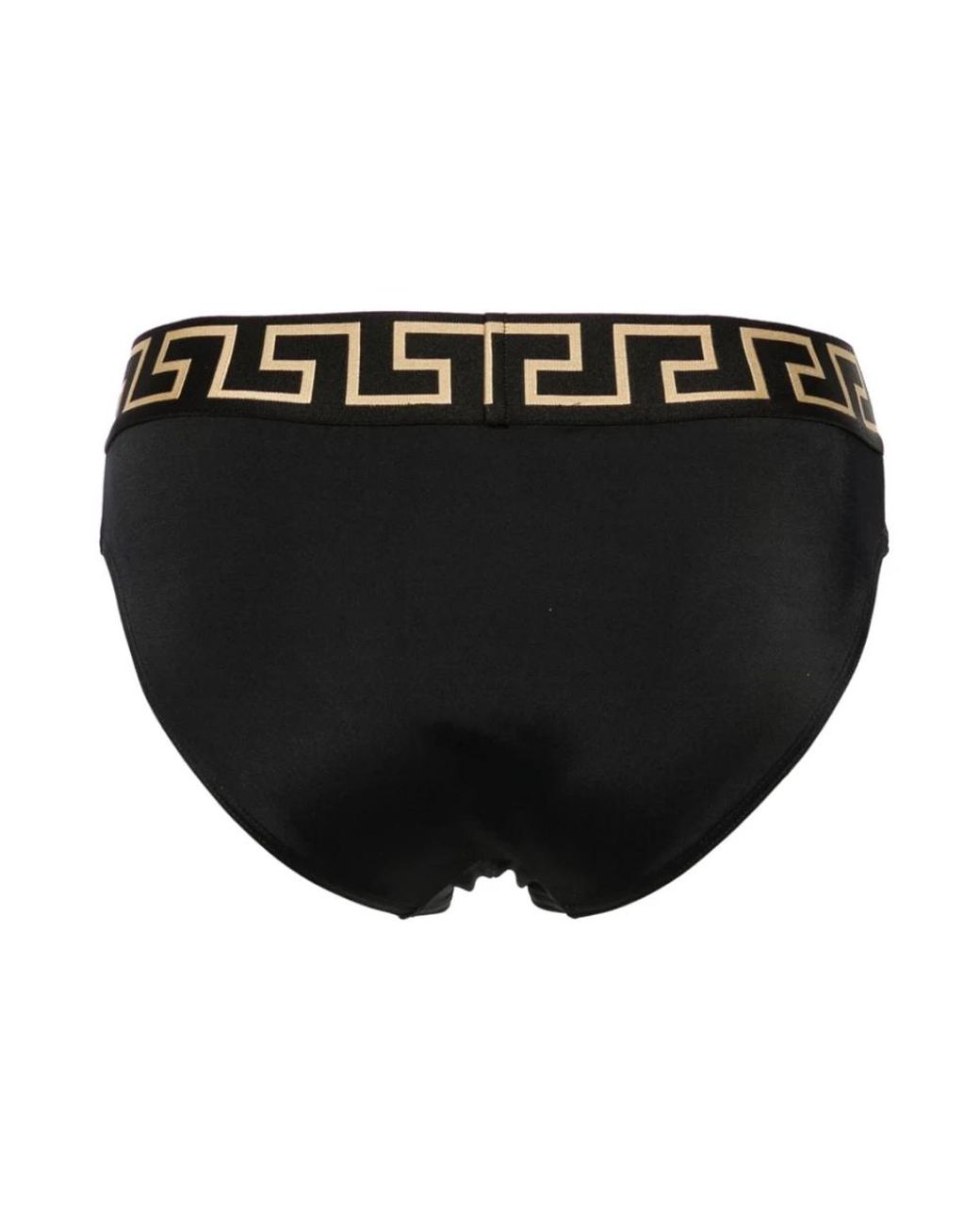 Slip Con Elastico Logato Greca di Versace in Black da Uomo