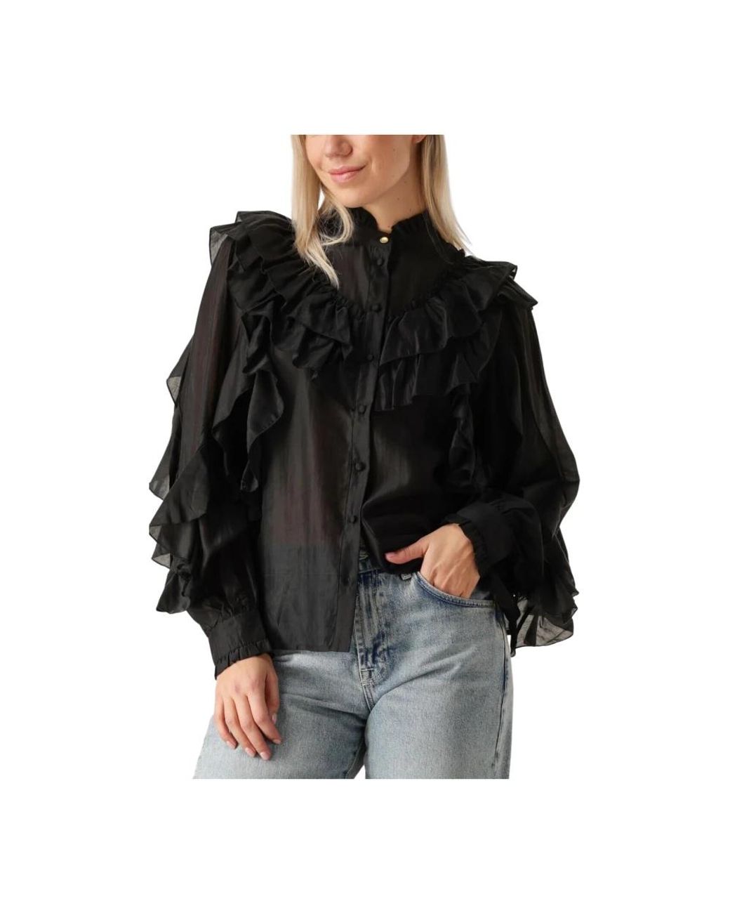 Aaiko Overhemden ,Zwart ,Chiffon Daria Ten 244 Blouse in het Black