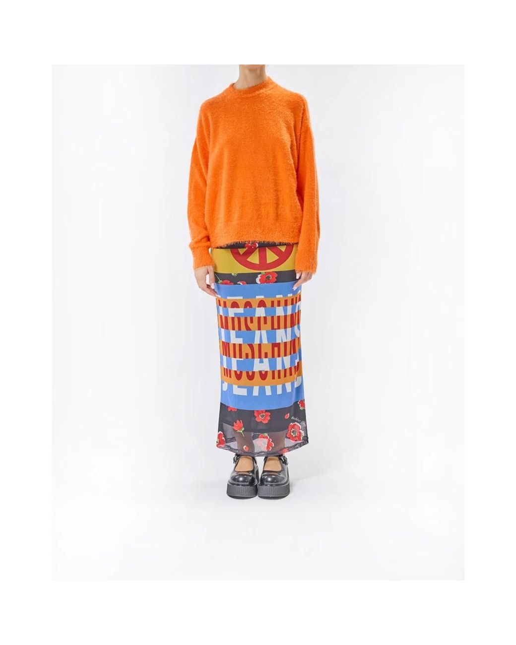 Moschino Orange Round-Neck Knitwear
