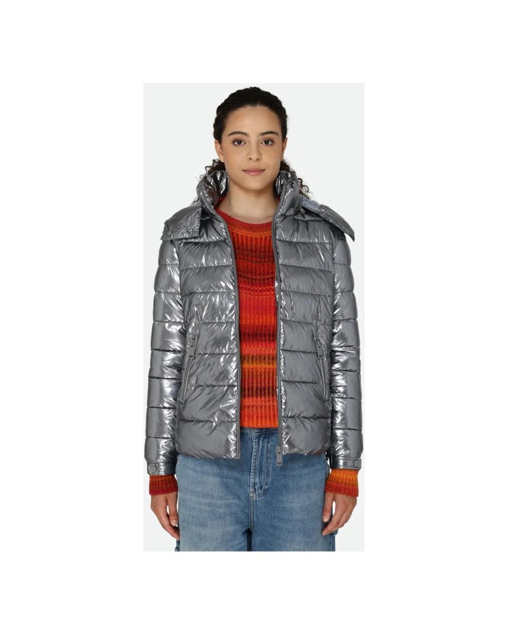 Guess Jassen ,Grijs ,Zilveren Puffer Jacket in het Gray