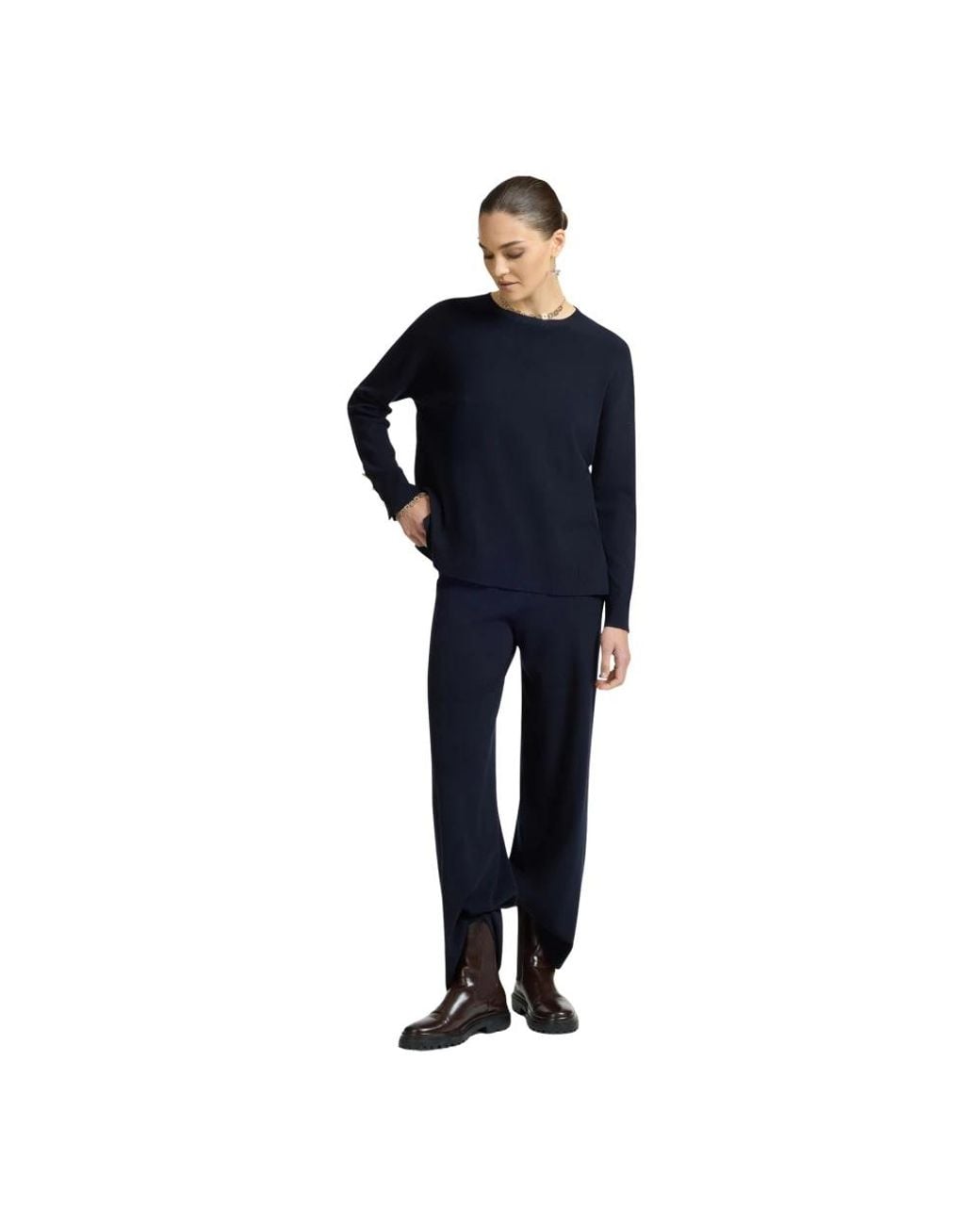 Elena Miro Blue Round-Neck Knitwear