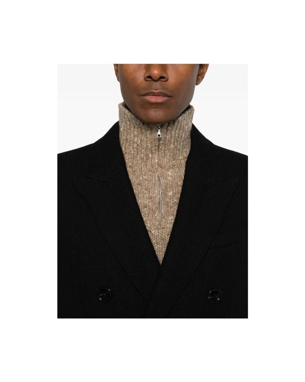 AMI Black Double-Breasted Coats for men