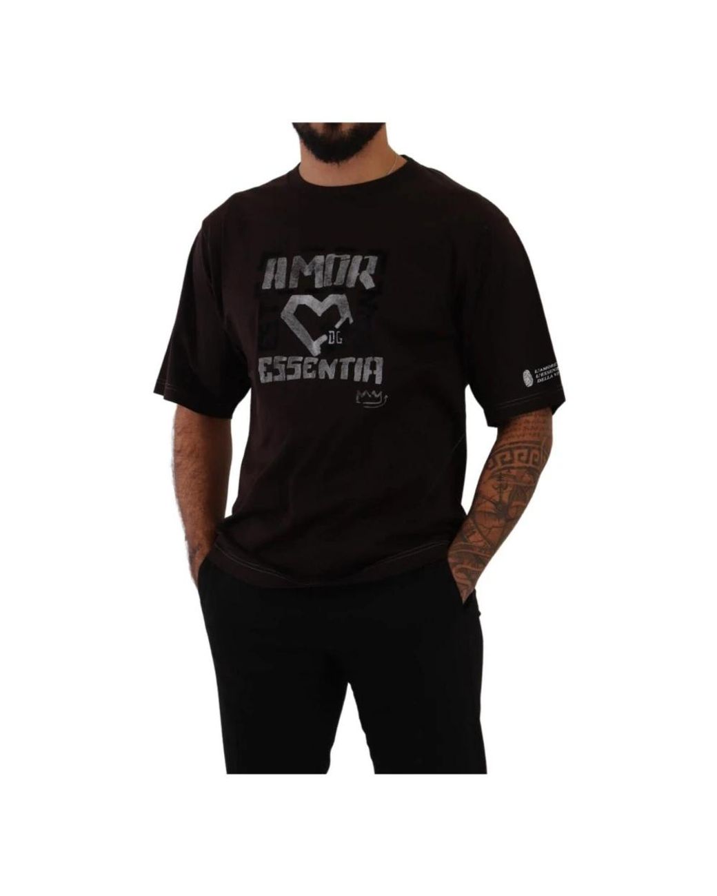 Dolce & Gabbana Tops ,Rood ,Katoen Bordeaux L'Amore Crewneck T-Shirt in het Black voor heren