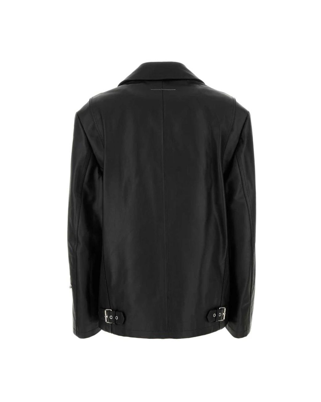 MM6 by Maison Margiela Black Leather Jackets