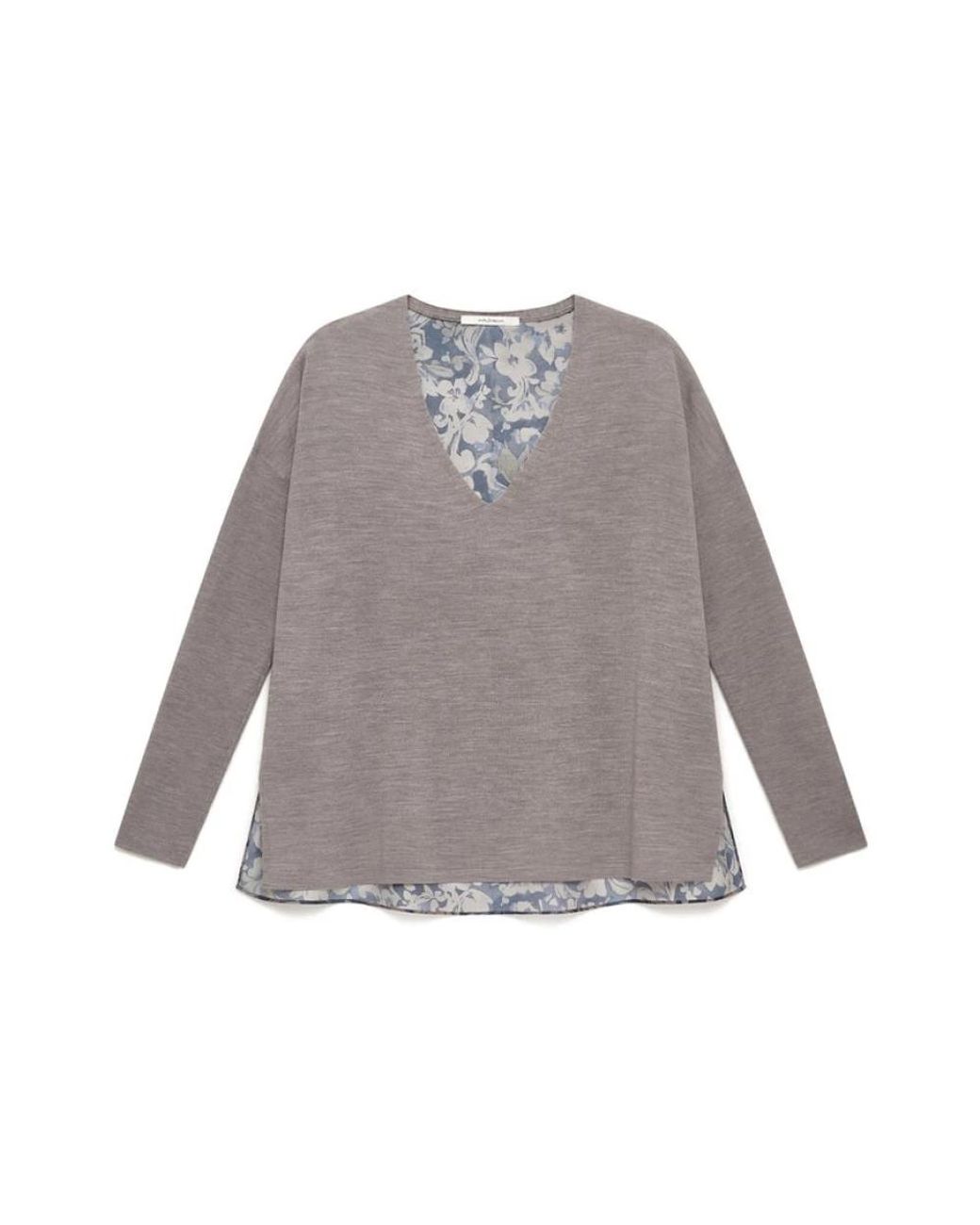 Maliparmi Gray V-Neck Knitwear