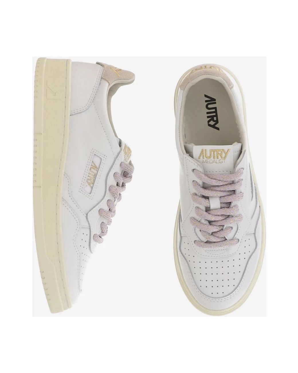 Autry White Suede Insert Perforated Sneakers