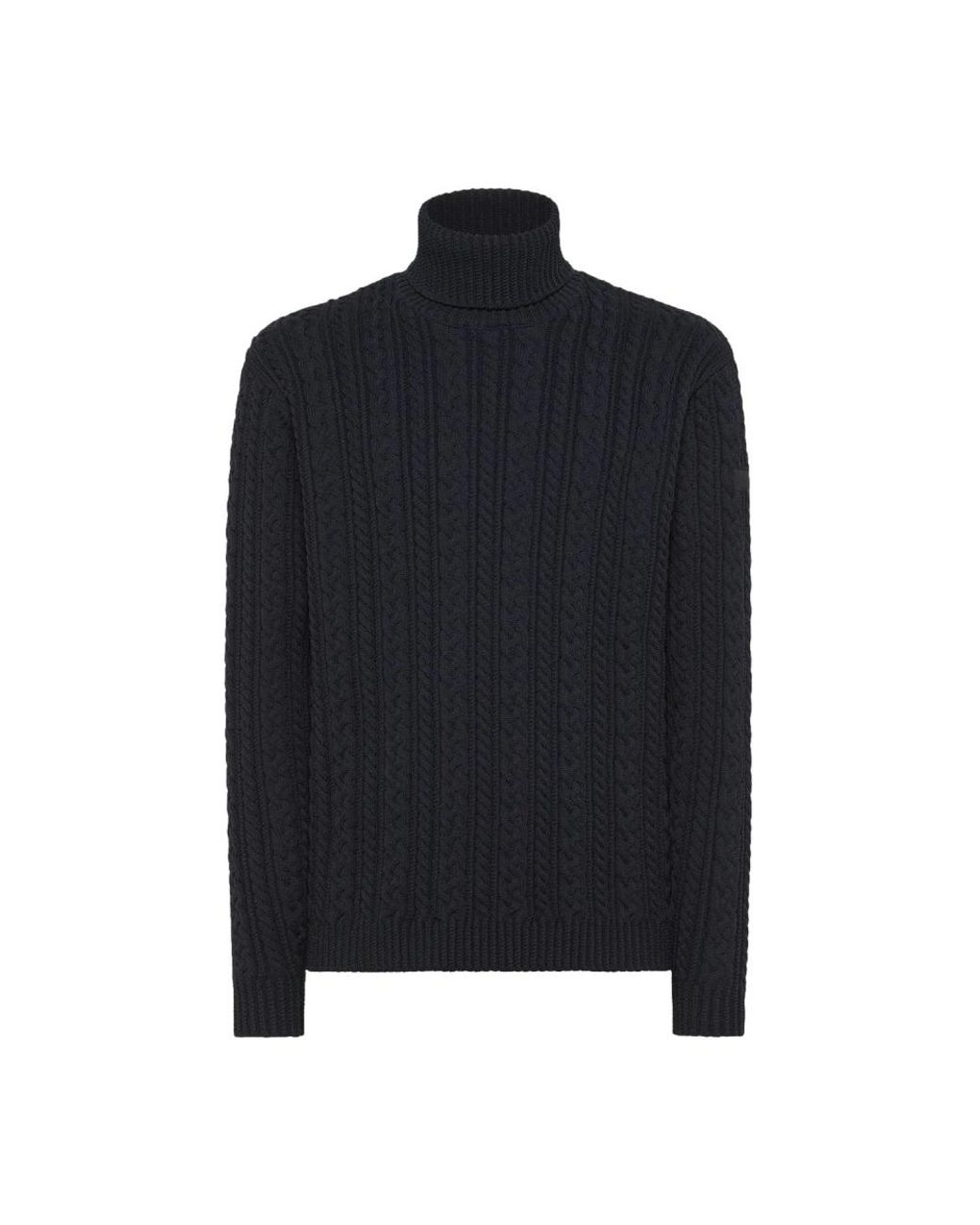 Rrd Truien & Vesten ,Zwart ,Polyester Zwarte Kabel Gebreide Coltrui Met Hoge Hals in het Black voor heren