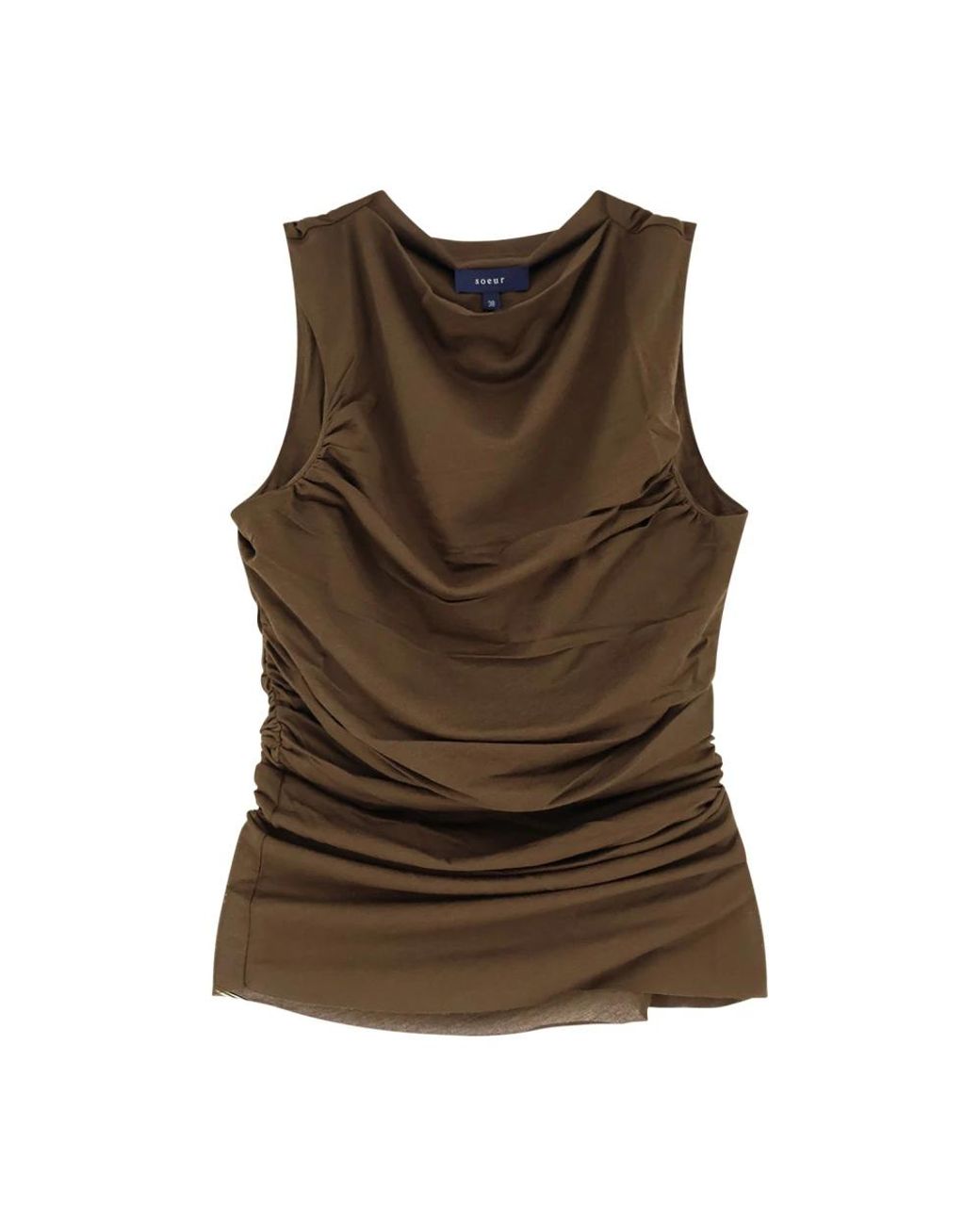 Soeur Brown Sleeveless Tops