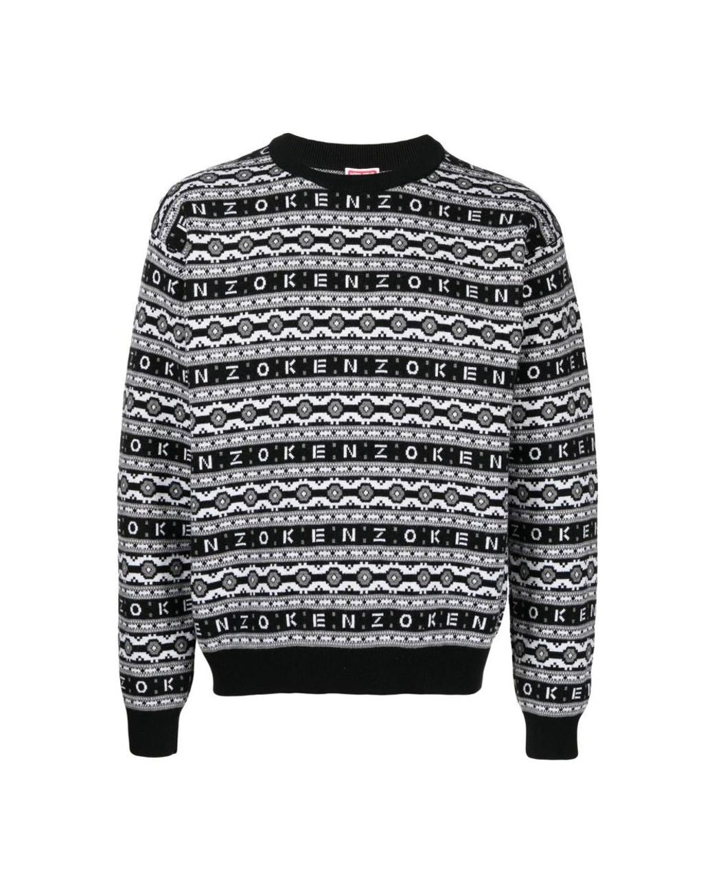 KENZO Black Round-Neck Knitwear for men