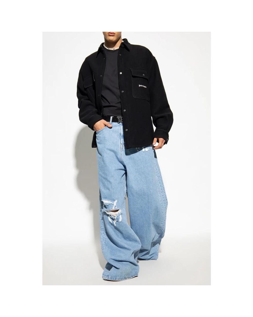 Palm Angels Blue Casual Shirts for men