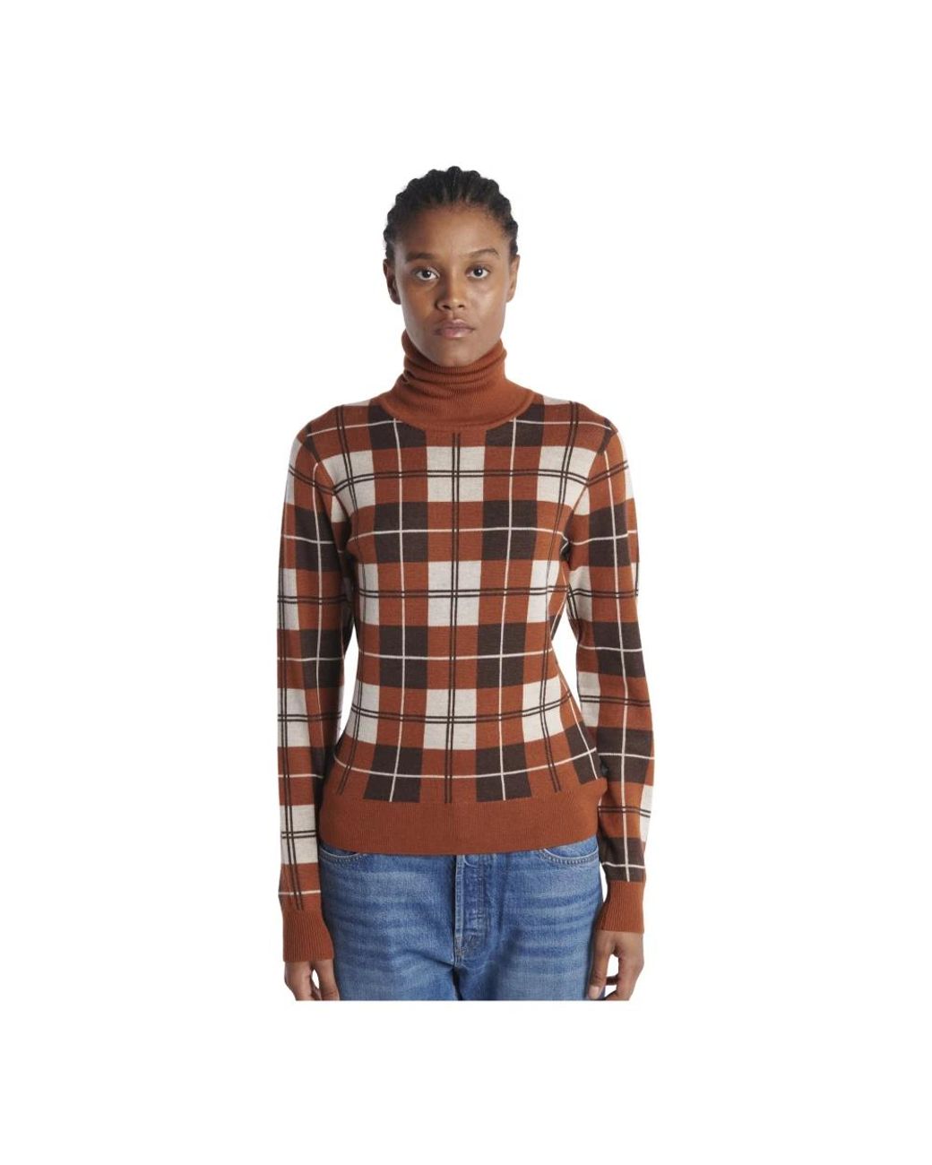 Dodo Bar Or Truien & Vesten ,Bruin ,Wol Jacquard Check Wollen Trui in het Brown