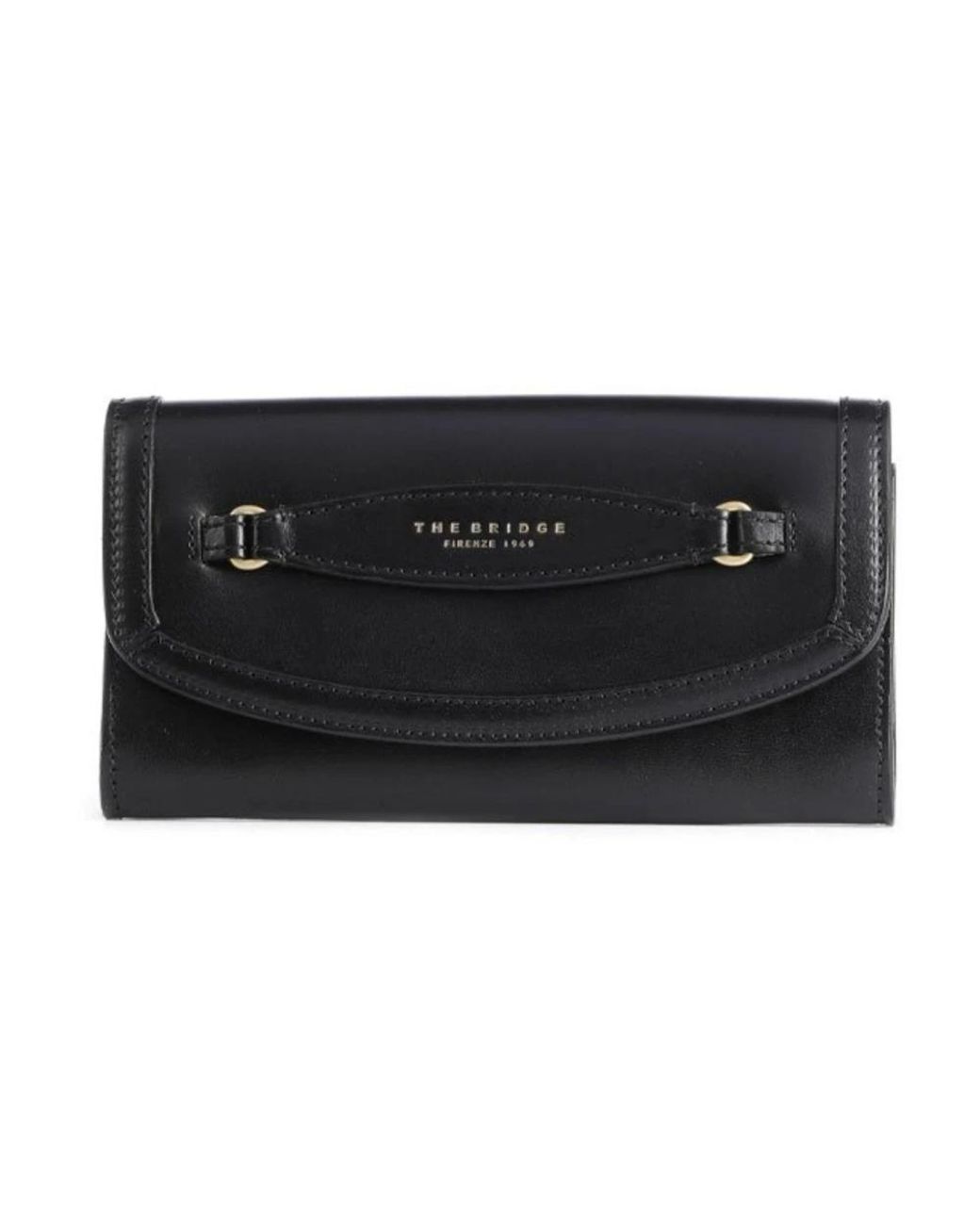 The Bridge Accessoires ,Zwart ,Leer Leren Portemonnee Met Knoopsluiting in het Black