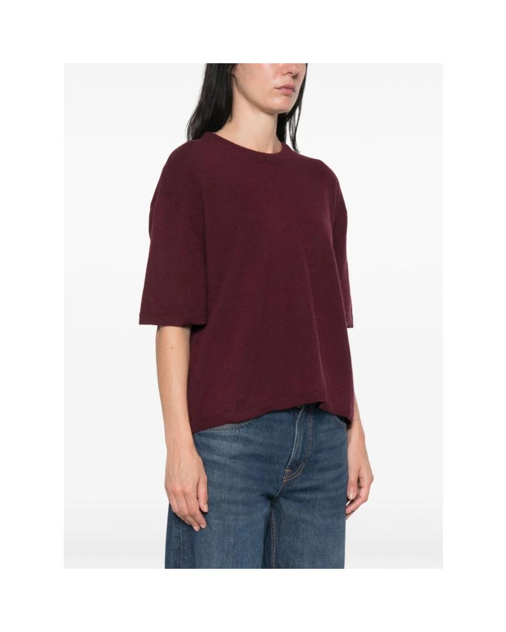 Soft Goat Red Round-Neck Knitwear