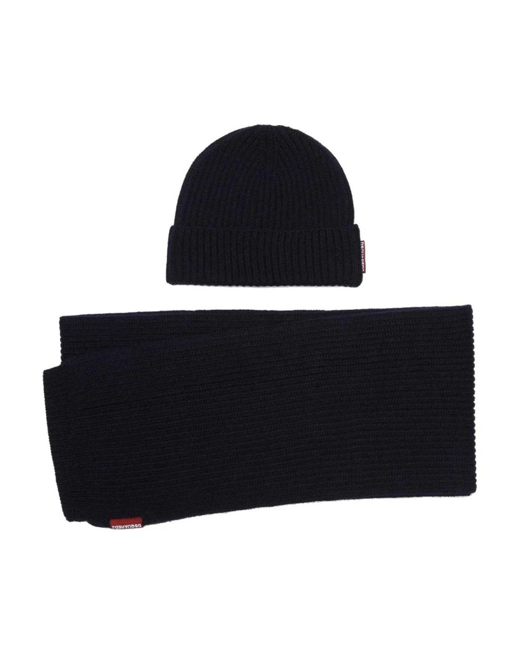 DSquared² Geripptes Wollmützen- Und Schal-Set in Black für Herren