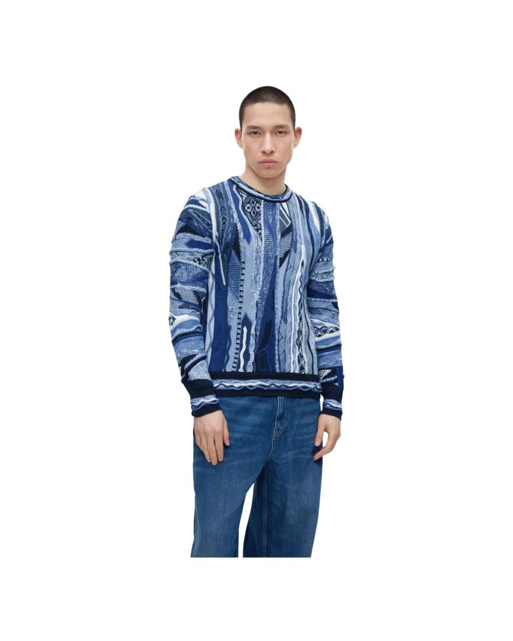 carlo colucci Blue Round-Neck Knitwear for men