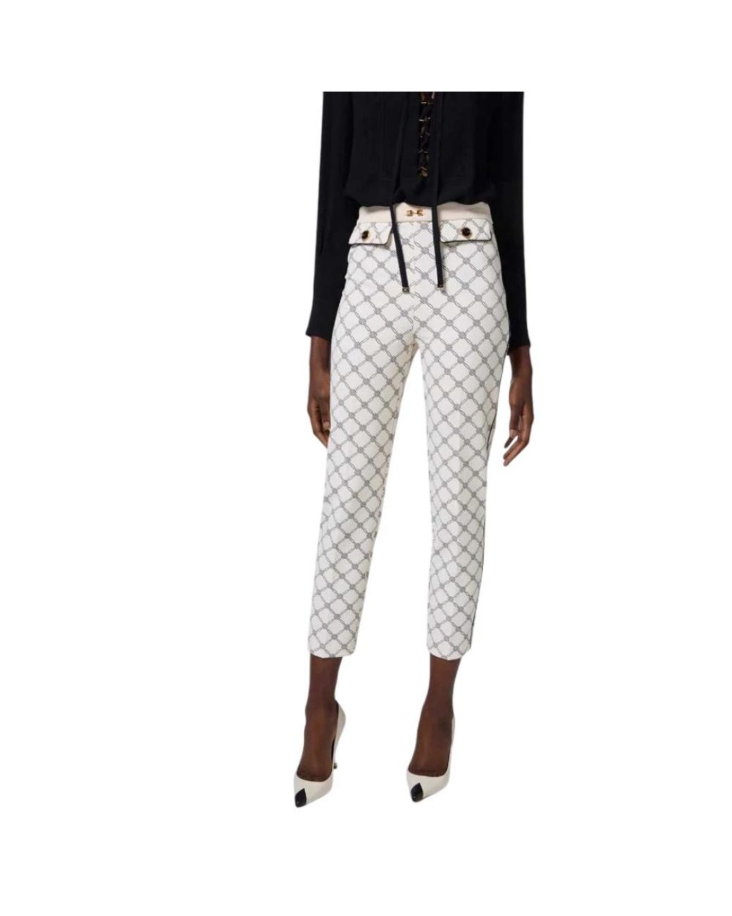 Elisabetta Franchi Gray Cropped Trousers
