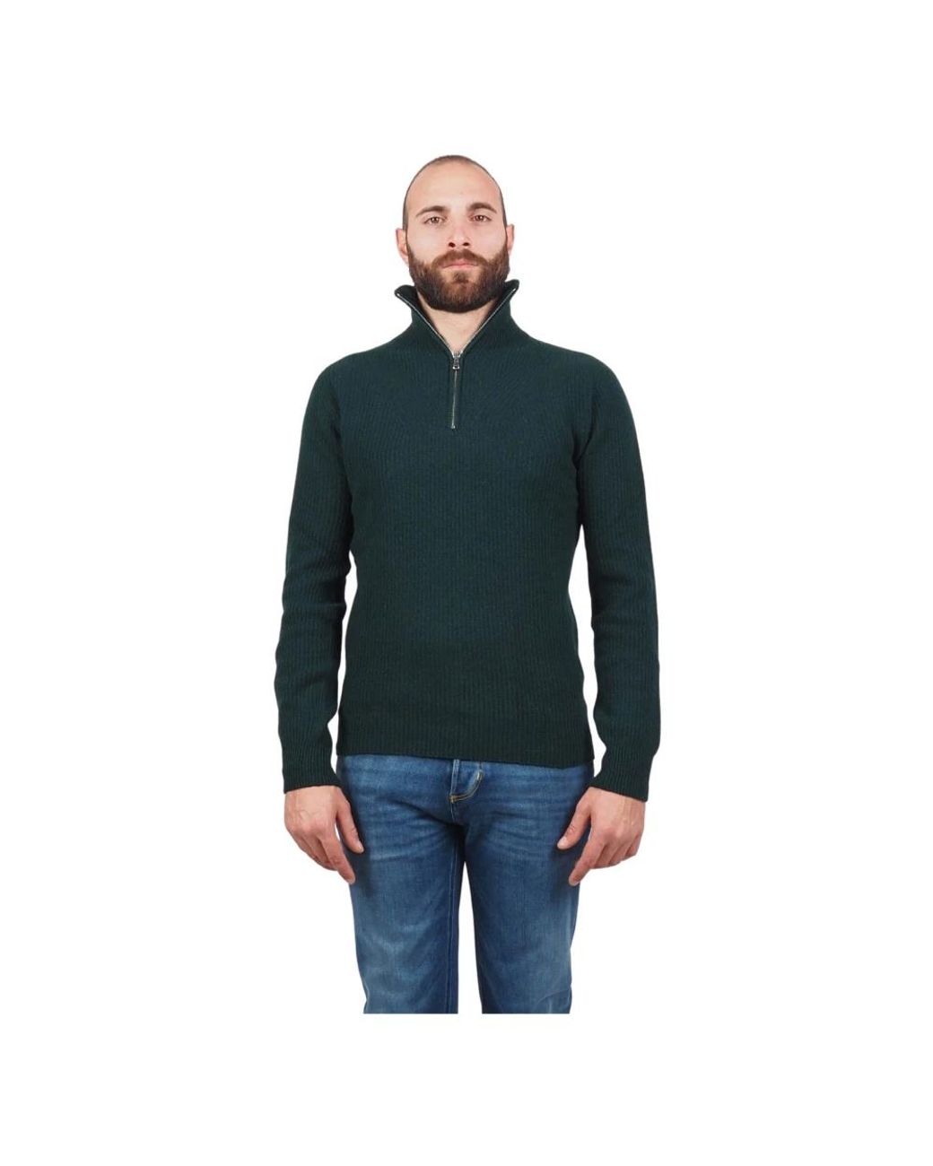 AT.P.CO Grüner Halbzip Herrenpullover in Blue für Herren