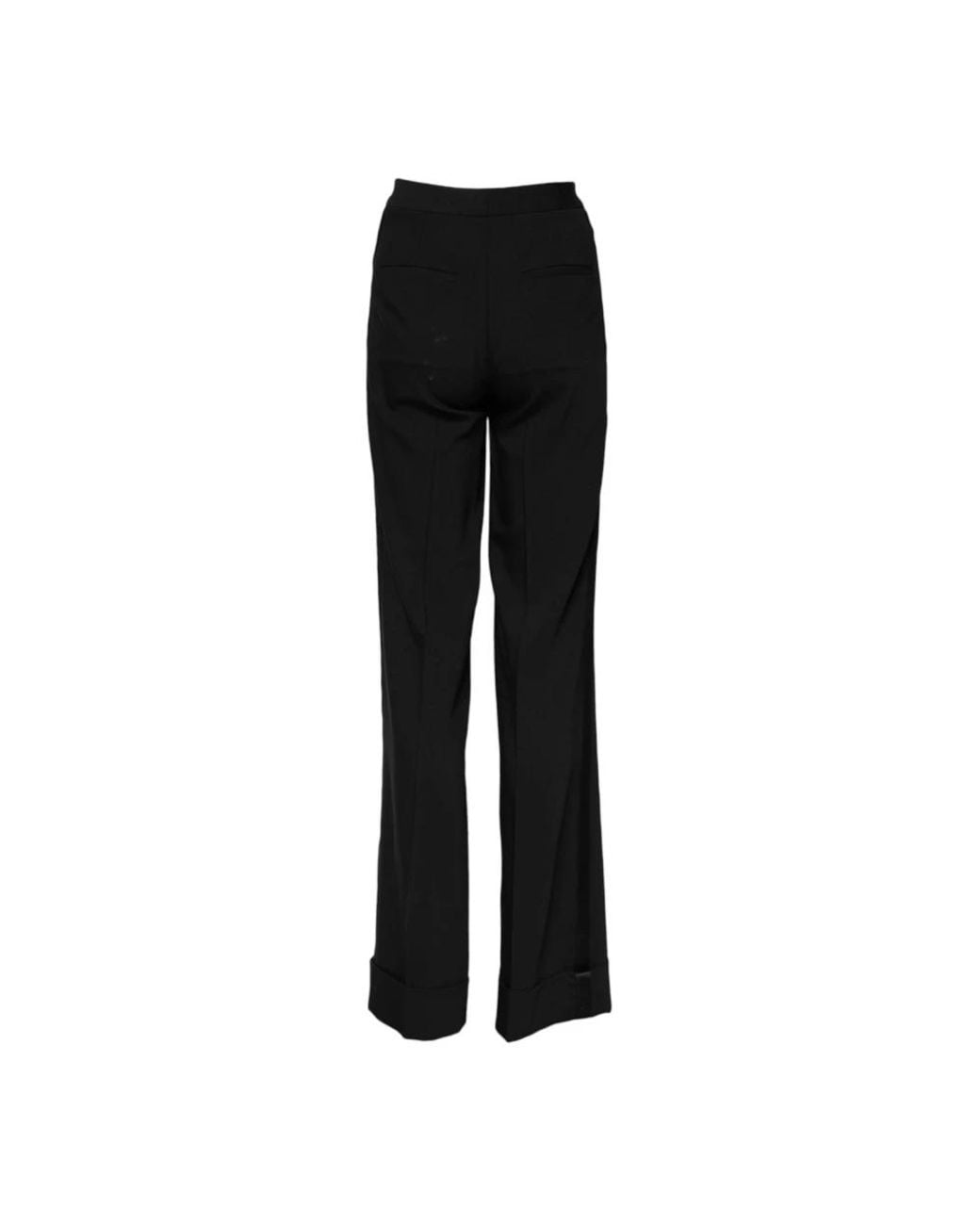 Dolce & Gabbana Black Straight Leg Cuffed Hem Pants